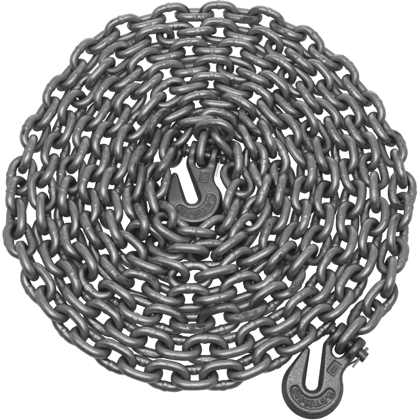 Campbell® Tow Chain with Clevis Hooks, Low Carbon Steel, 5/16" x 16' (4.9 m) L, Grade 43, 3900 lbs. (1.95 tons) Load Capacity