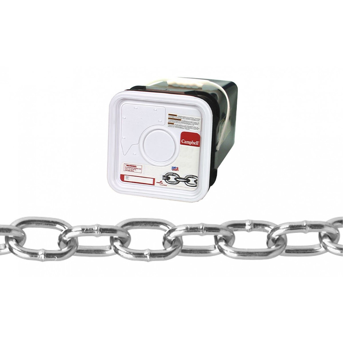 Passing Link Chain, Low Carbon Steel, 2/0 x 200' (60.96 m) L, 450 lbs. (0.225 tons) Load Capacity