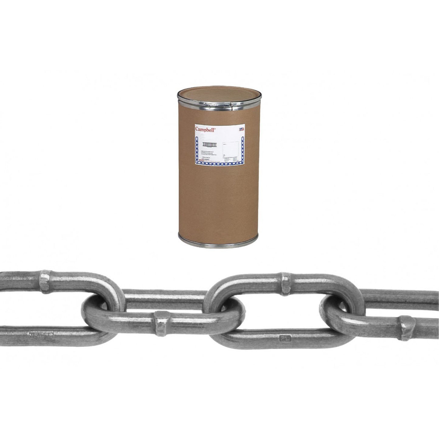 Marine Trawl Long Link Chain, Heat-Treated Alloy Steel, 1/2" x 300' (91.4 m) L, Grade 80, 12000 lbs. (6 tons) Load Capacity