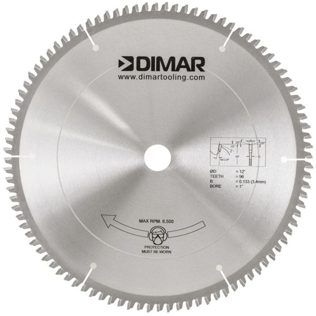 Melamine Saw Blade, 12", 96 Teeth, Wood Use