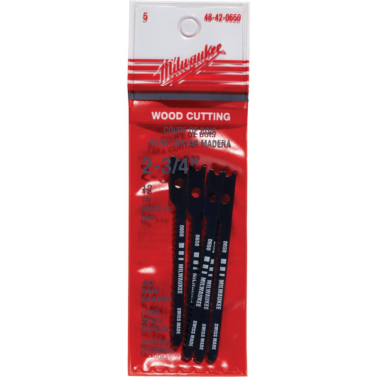 Jigsaw Blades, High-Carbon Steel, U-Shank, 2-3/4" L, 12 TPI