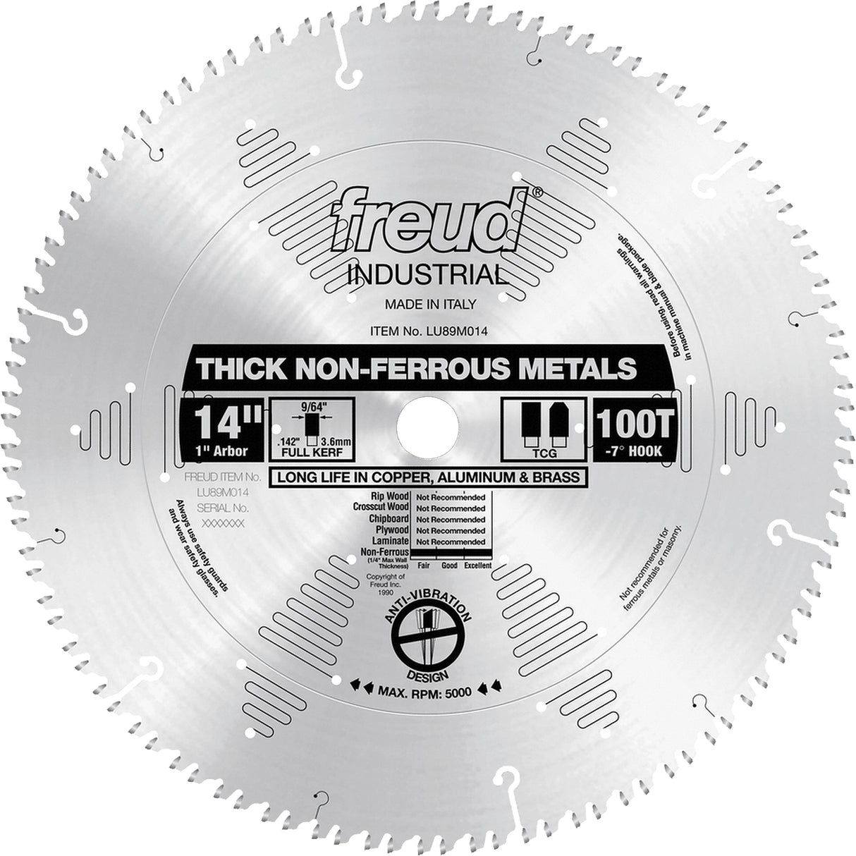 Industrial Saw Blade, 14", 100 Teeth, Non-Ferrous Use