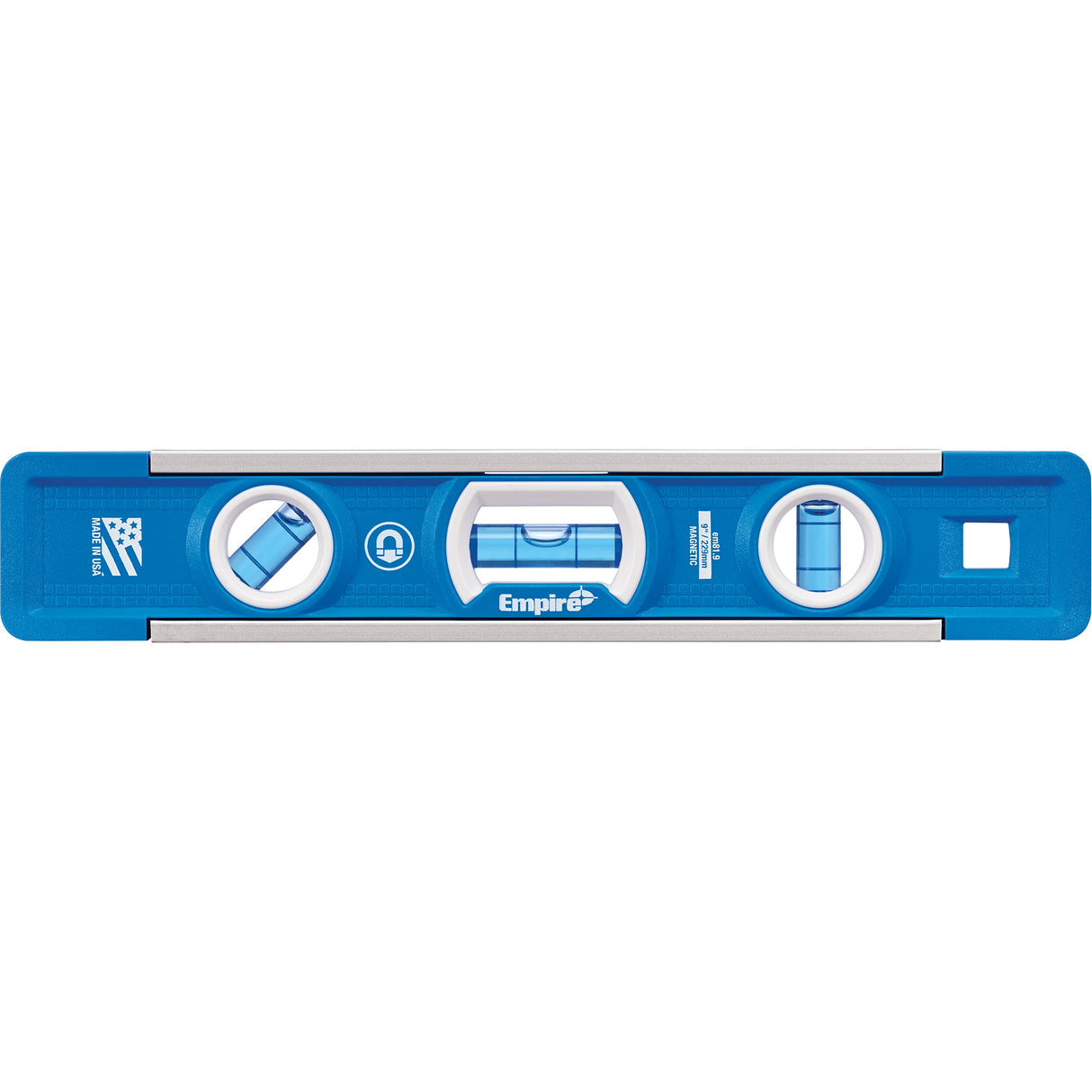 True Blue® Torpedo Level, 9" L, Aluminum, 3 Vials, Magnetic
