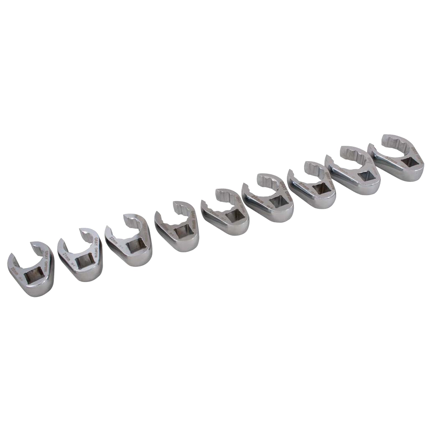Wrench Set, Crowfoot, 9 Pieces, Metric