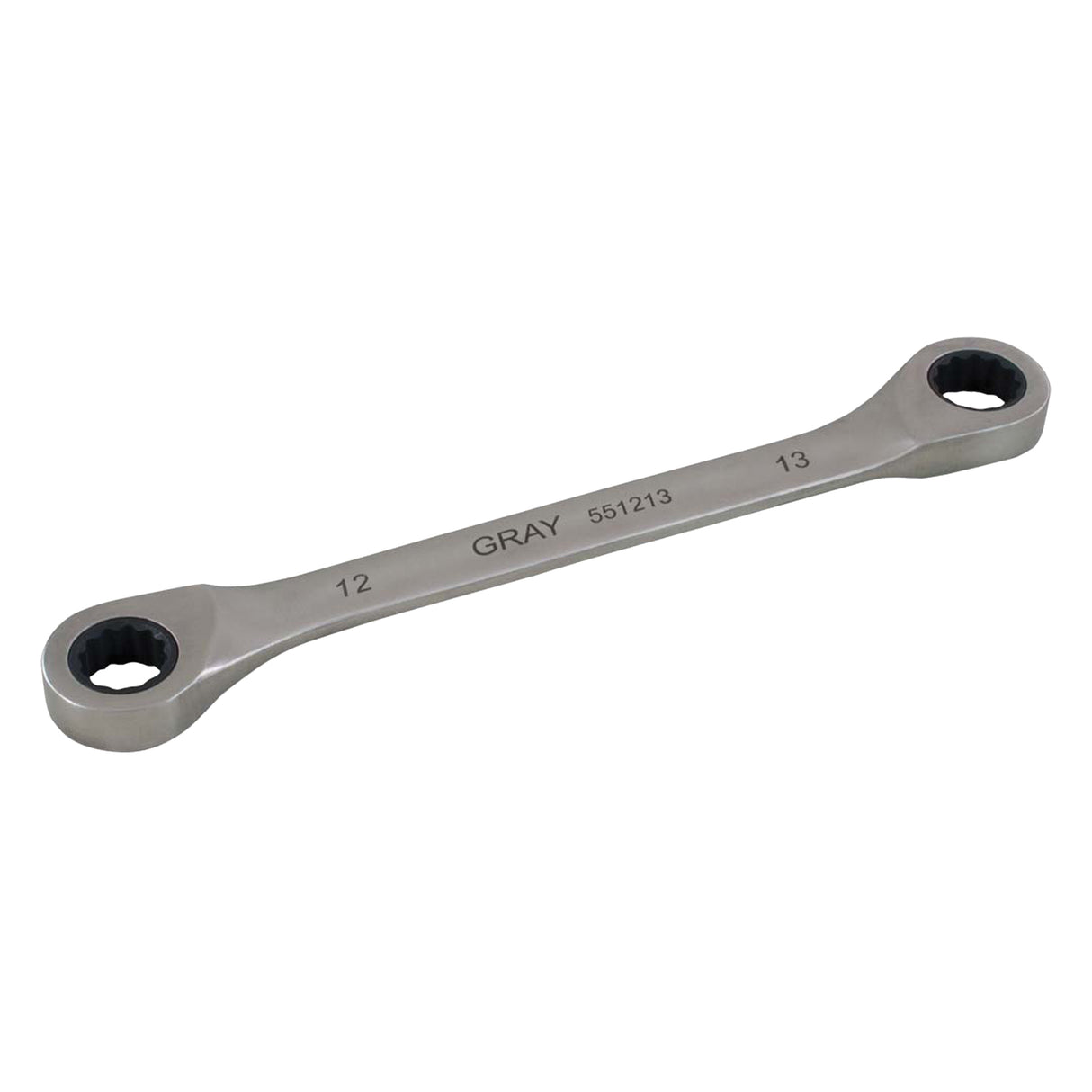 Double Box End Gear Ratcheting Wrench, 12 Point, 8 mm x 9 mm, Plain Finish
