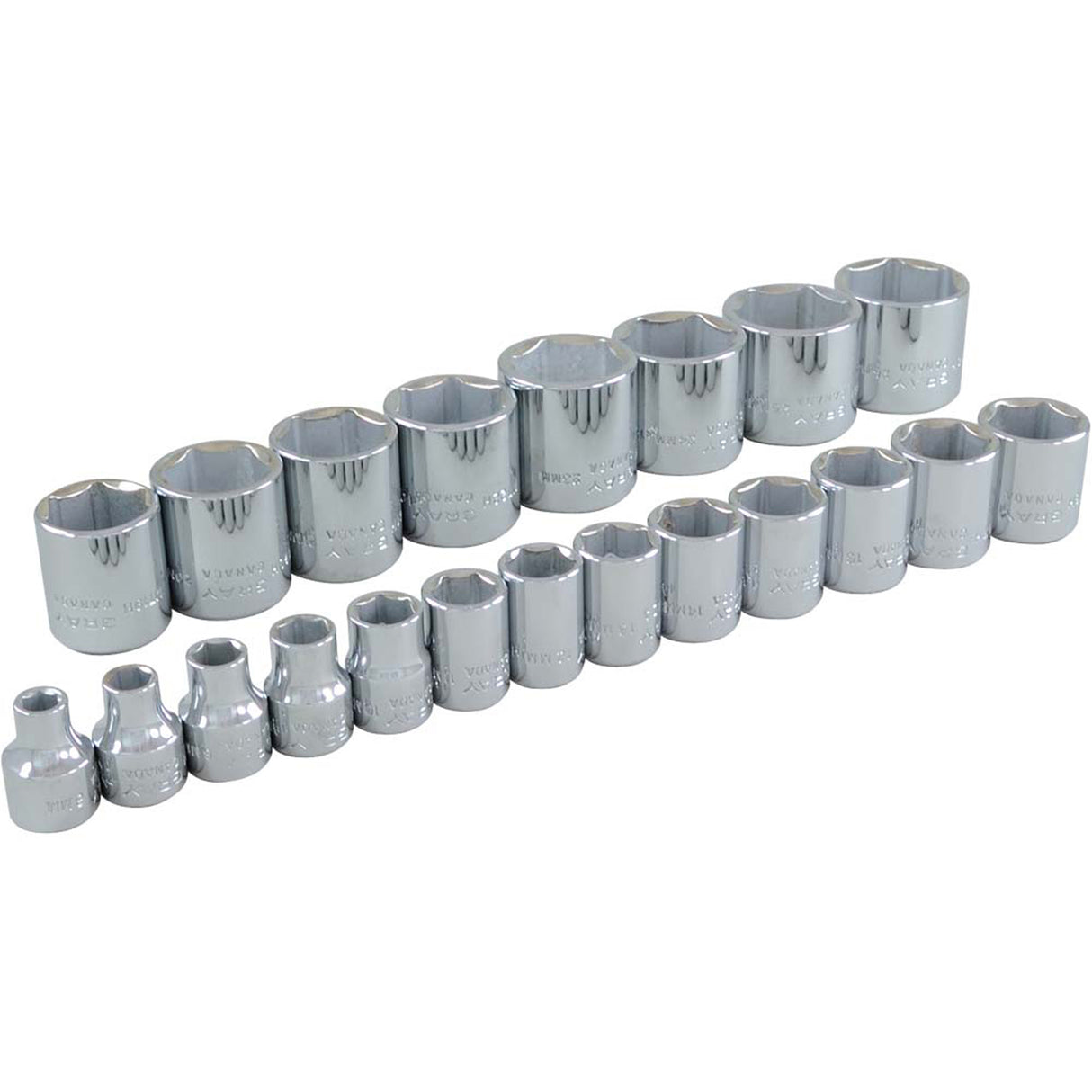 Socket Set, 21 Pcs, 3/8" Drive Size