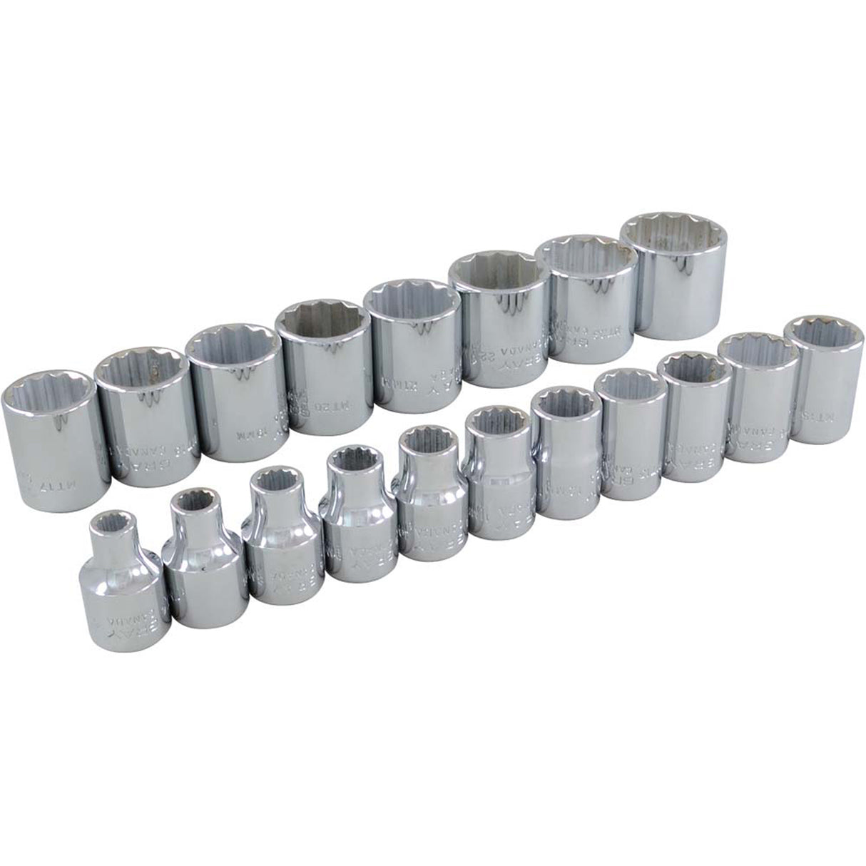 Socket Set, 19 Pcs, 3/8" Drive Size
