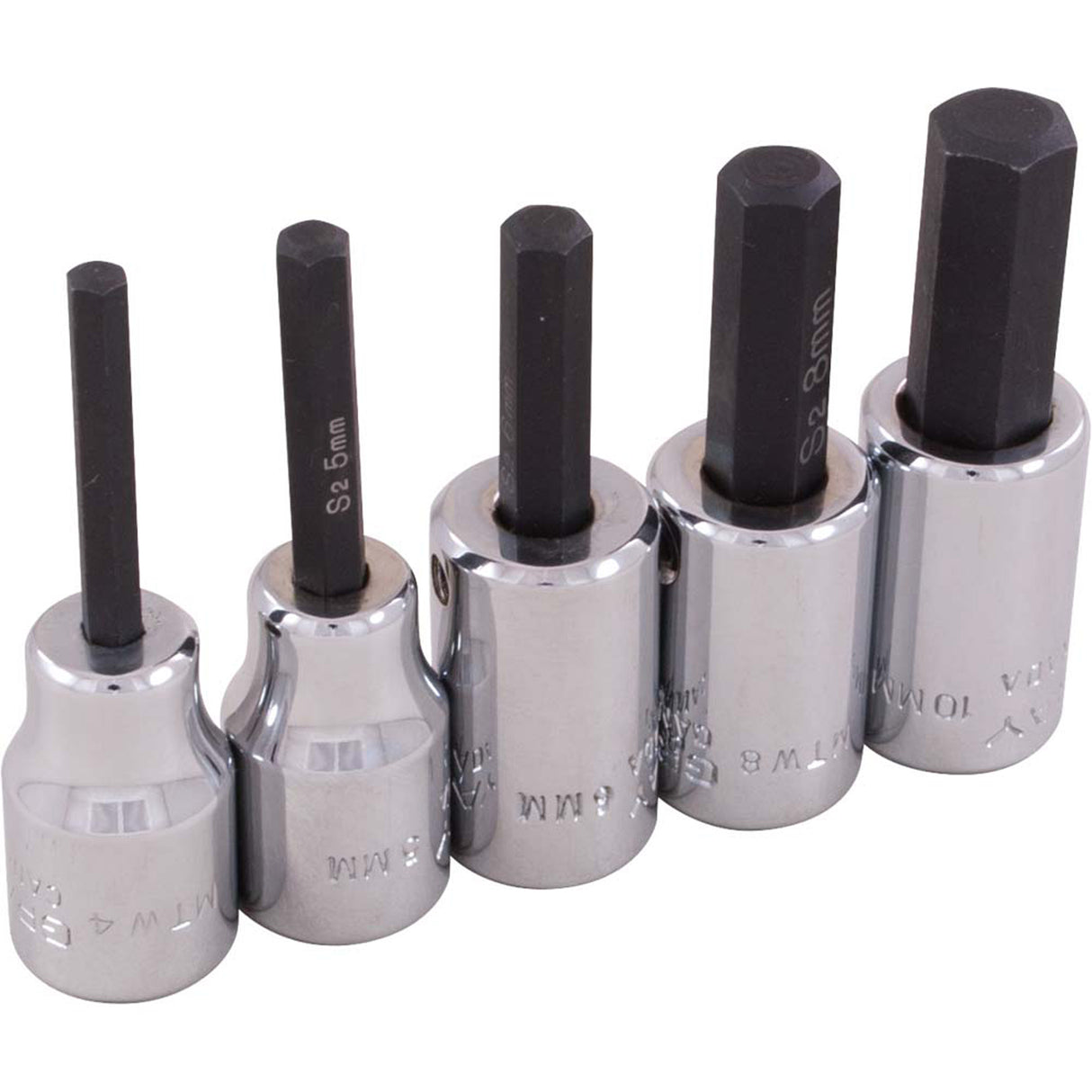 Hex Head Socket Set, Hex, 3/8" Drive, 5 Pcs