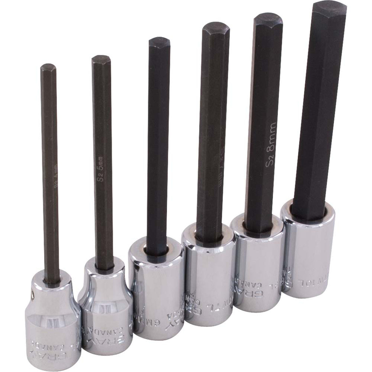 Hex Head Socket Set, Hex, 3/8" Drive, 6 Pcs