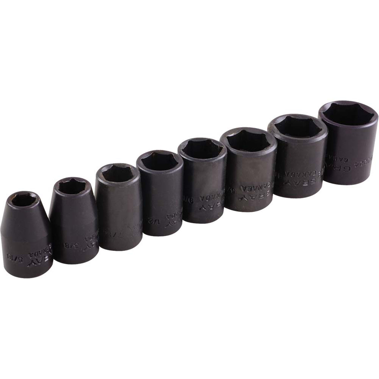 Socket Set, 8 Pcs, Impact, 3/8" Drive Size