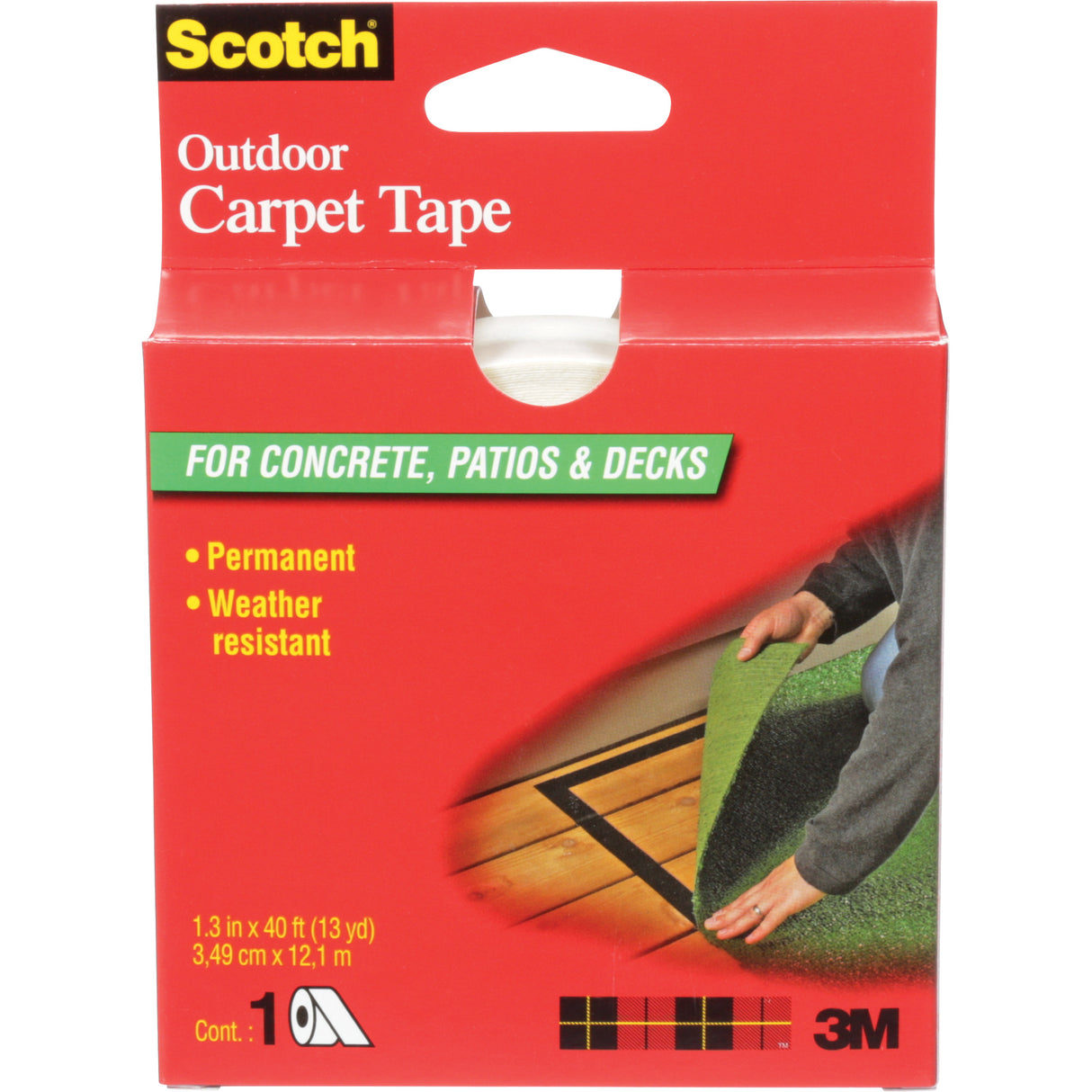 Scotch® Outdoor Carpet Tape, 35 mm (1-2/5") W x 12.2 m (40') L