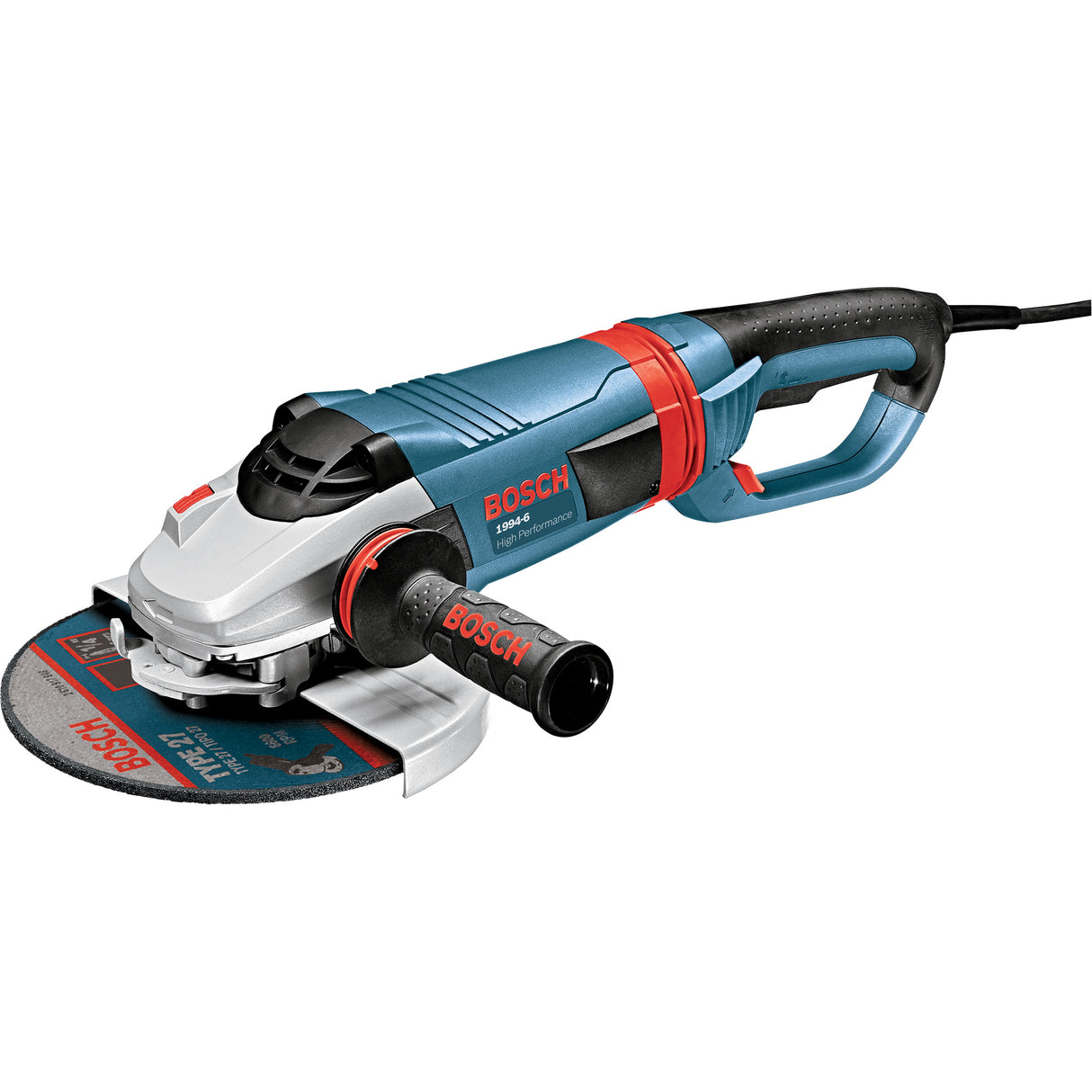 High Performance Large Angle Grinder, 9", 120 V, 15 A, 6500 RPM