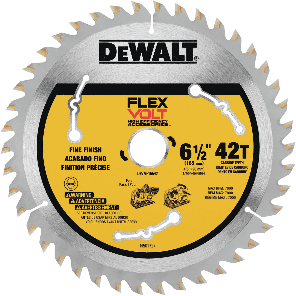 FlexVolt® TrackSaw™ Blade, 6-1/2", 42 Teeth, Wood Use