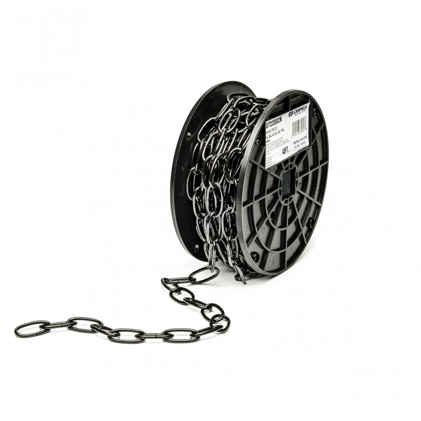 Decorator Chain, Carbon Steel, #10 x 40' (12.2 m) L, 35 lbs. (0.0175 tons) Load Capacity
