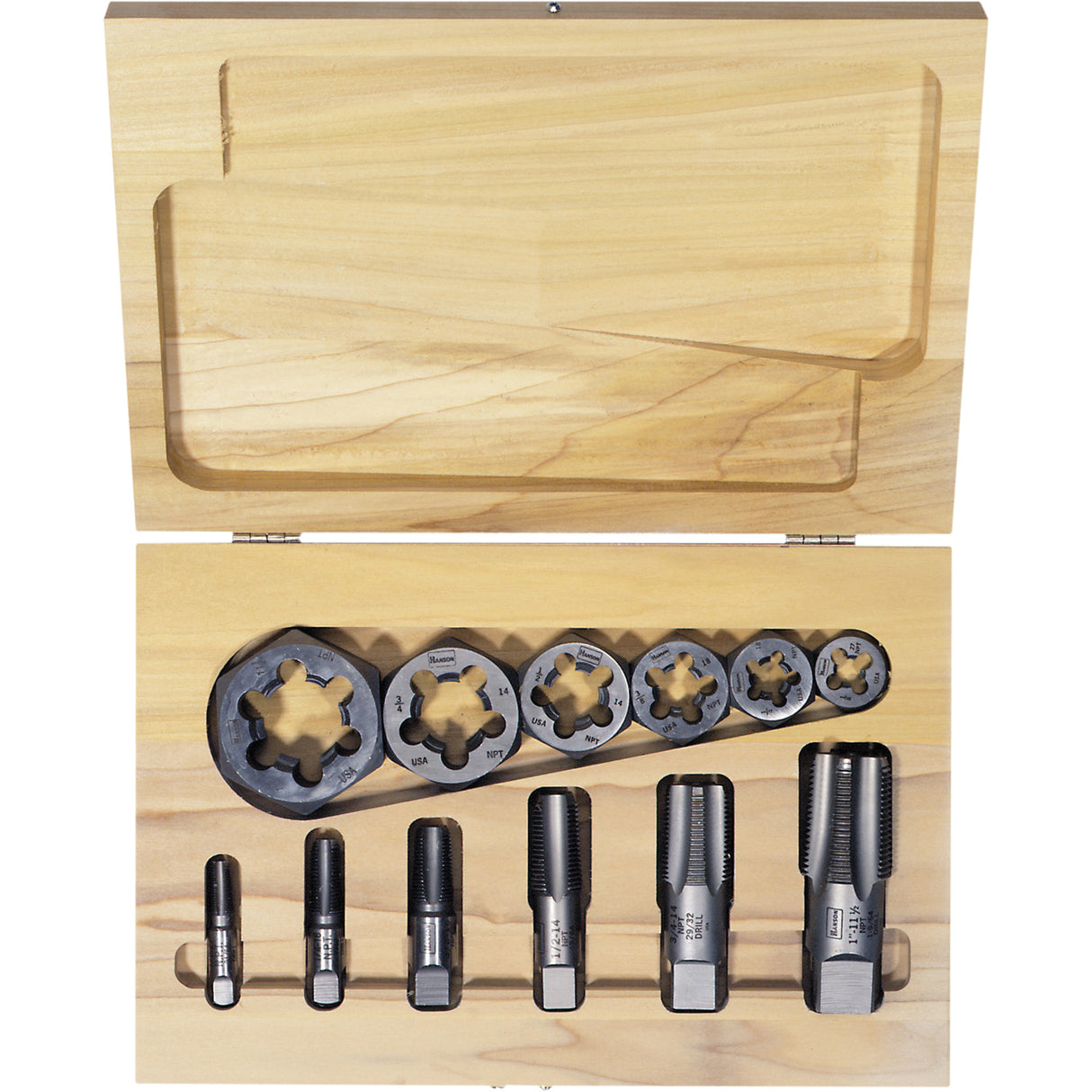 Hexagon Re-threading Tap & Die Set, 12 Pieces