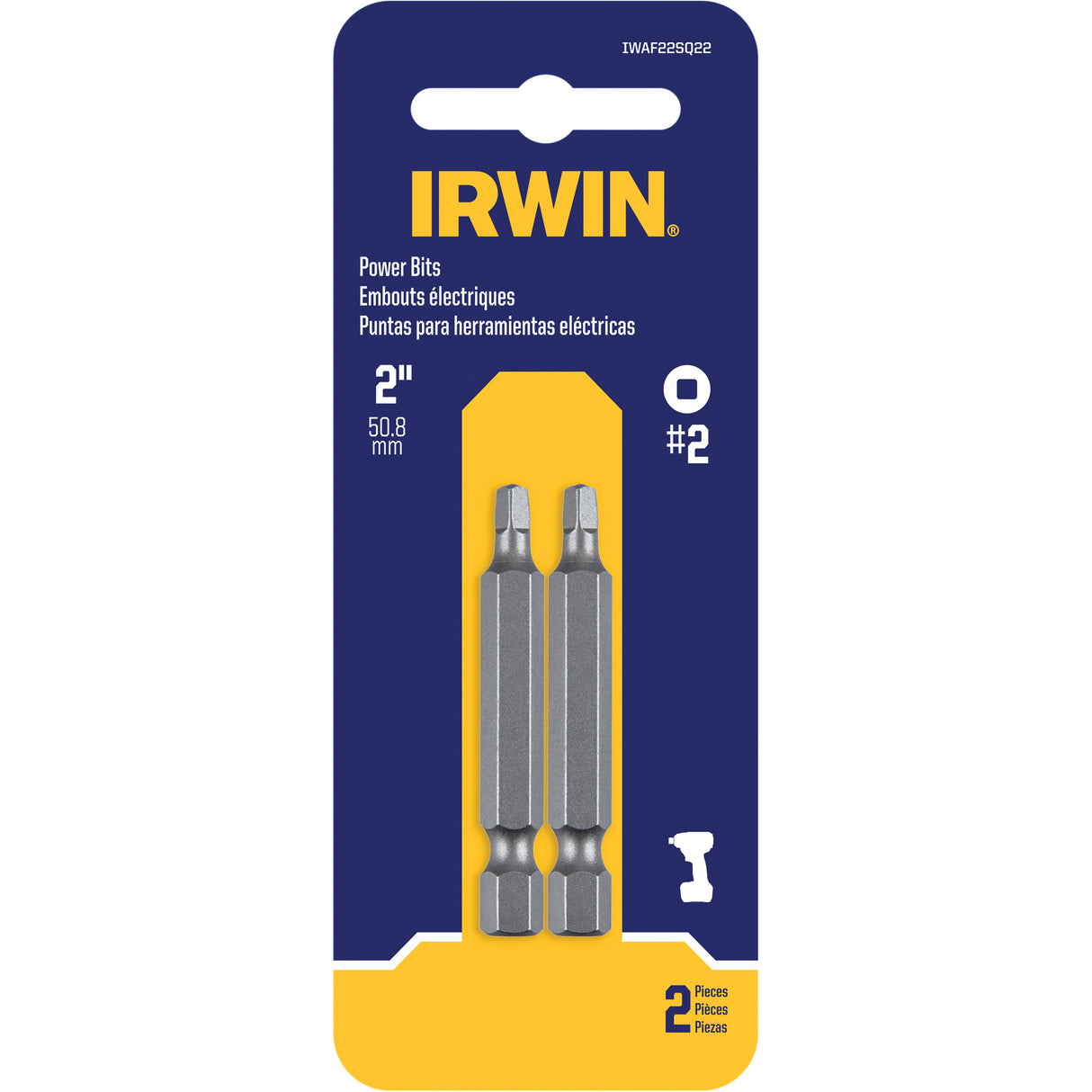 Power Bits, Square, #2 Tip, 2" Length