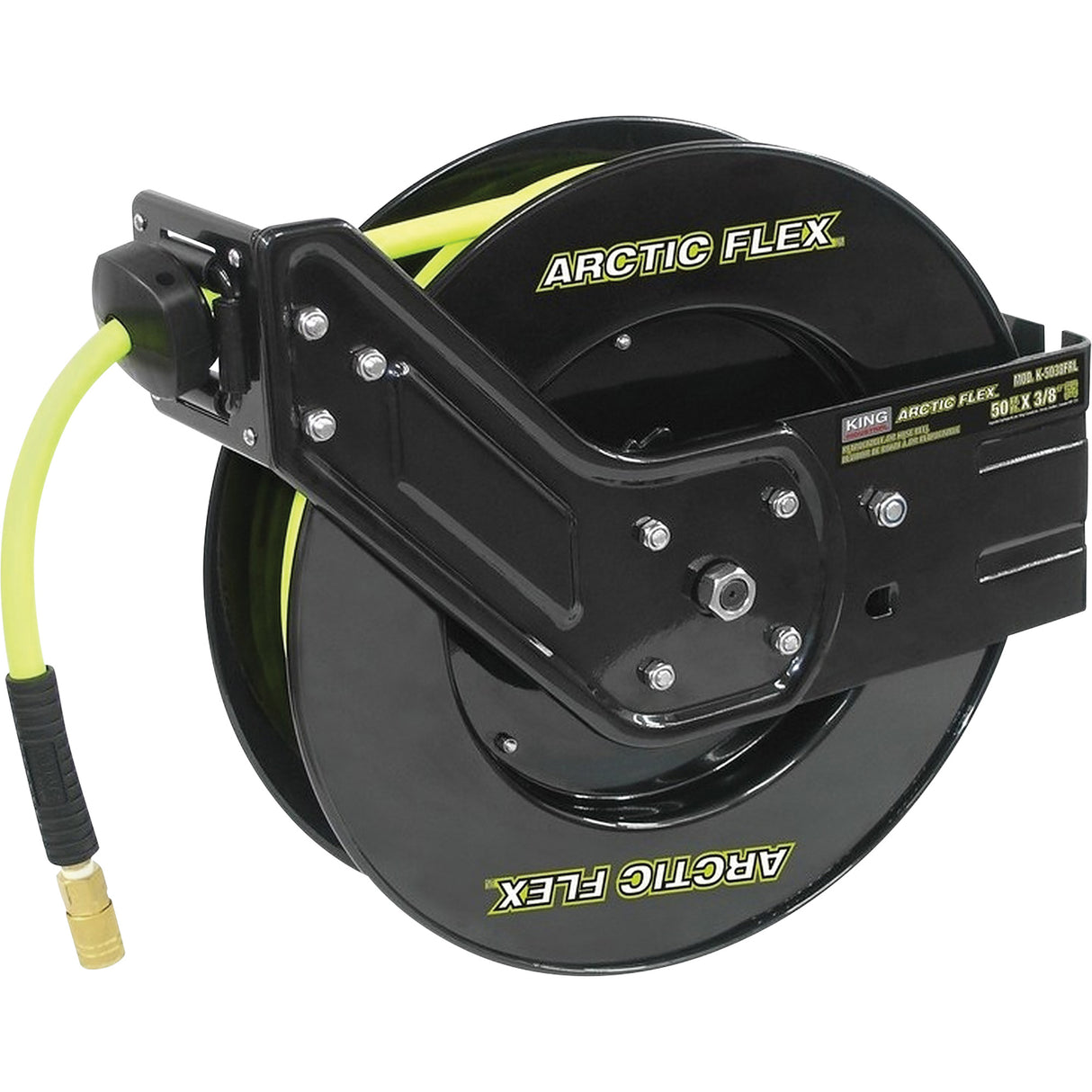 Retractable Hose Reel with Hybrid Polymer Hose, Air, 3/8" x 50', Single Hose, 300 psi