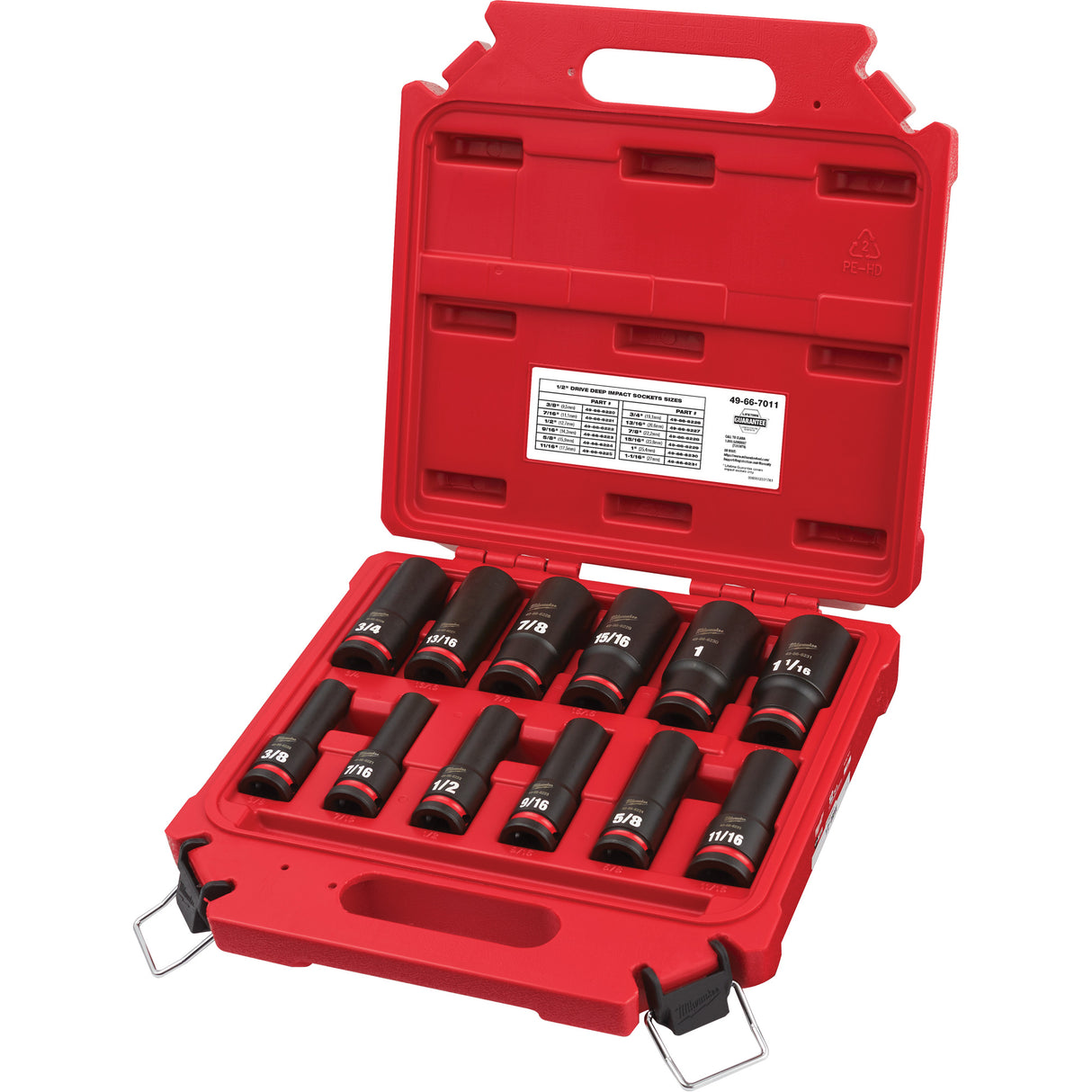 Shockwave™ Impact Duty™ SAE 6 Point Socket Set, 12 Pcs, Impact, 1/2" Drive Size, Deep