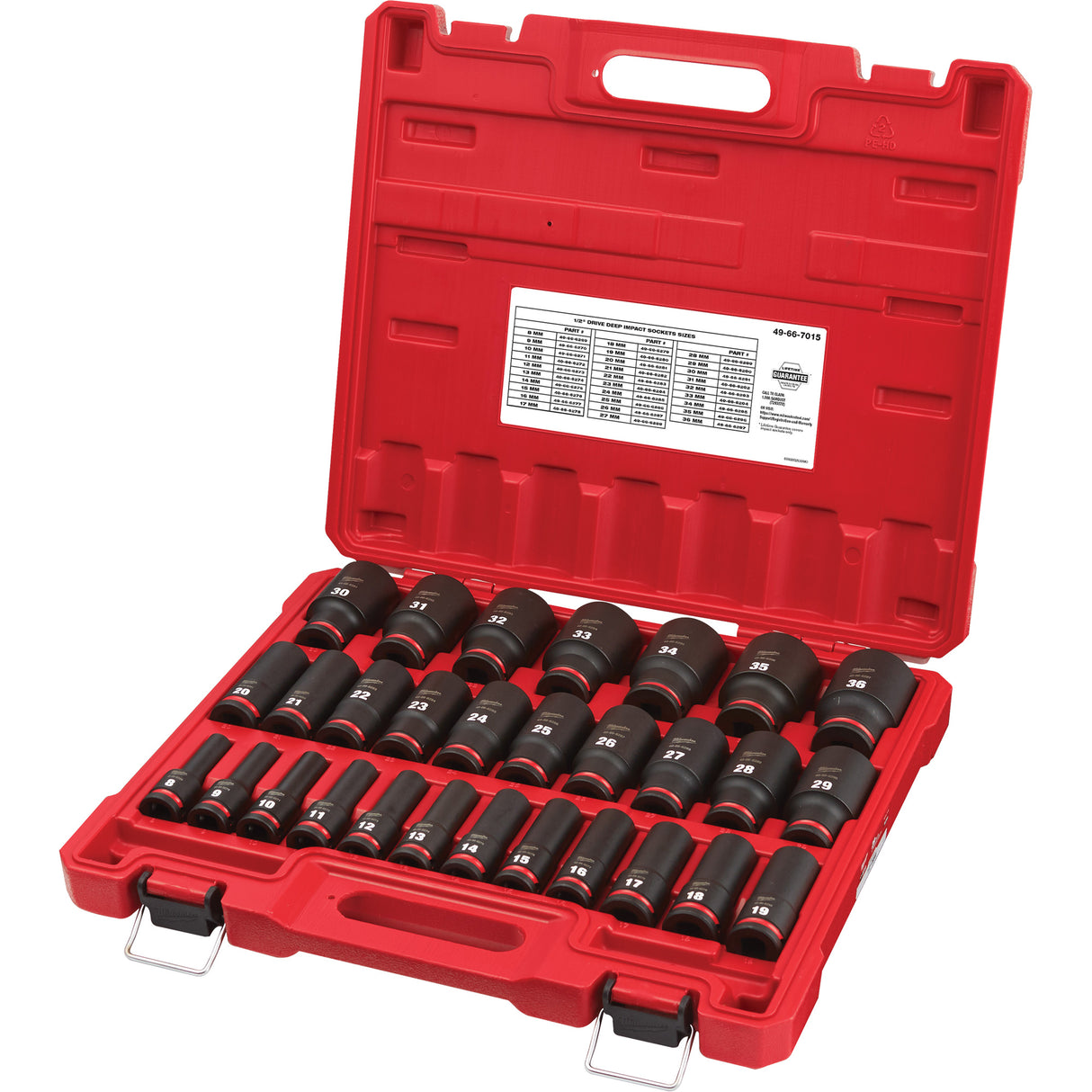Shockwave™ Impact Duty™ Metric 6 Point Socket Set, 29 Pcs, Impact, 1/2" Drive Size, Deep