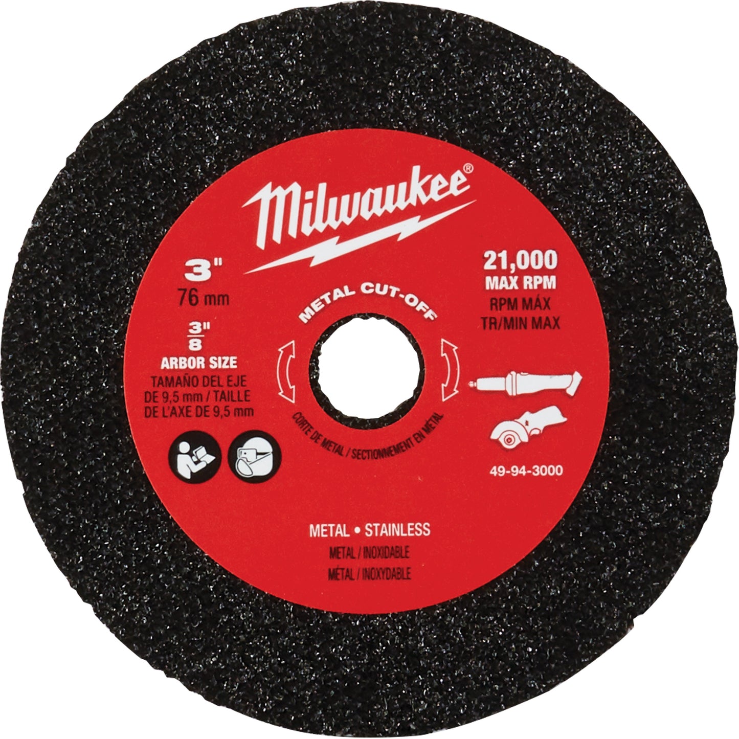 Metal Cut Off Wheel, 3" x 0.04", 3/8" Arbor
