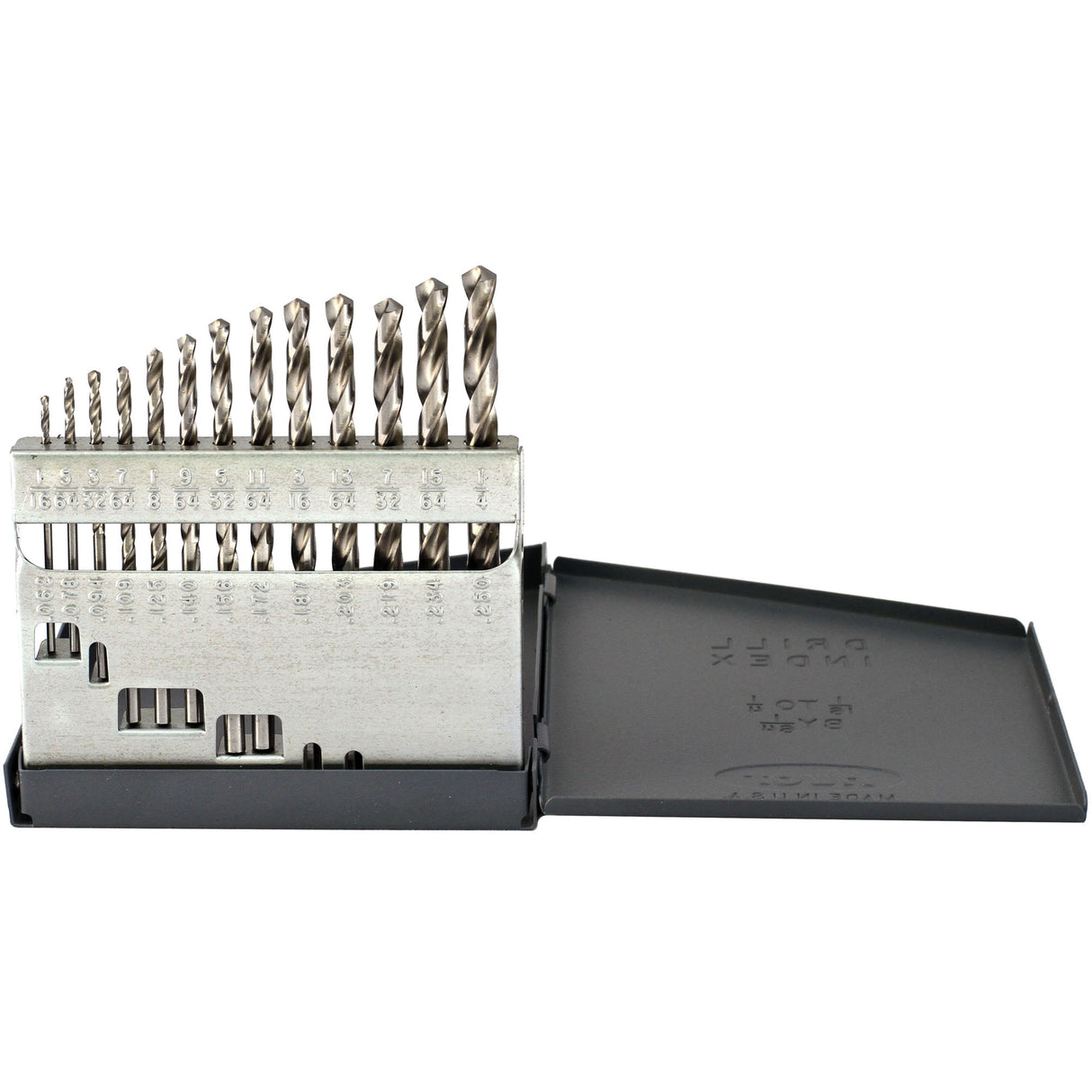 Drillco® USA Jobber Length Drill Bit Set, 13 Pieces, High Speed Steel