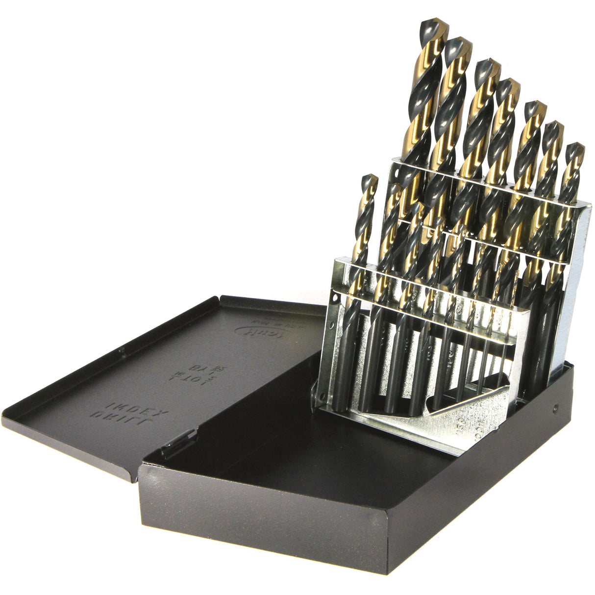 Drillco® Nitro Heavy-Duty Jobber Length Drill Bit Set, 15 Pieces, High Speed Steel