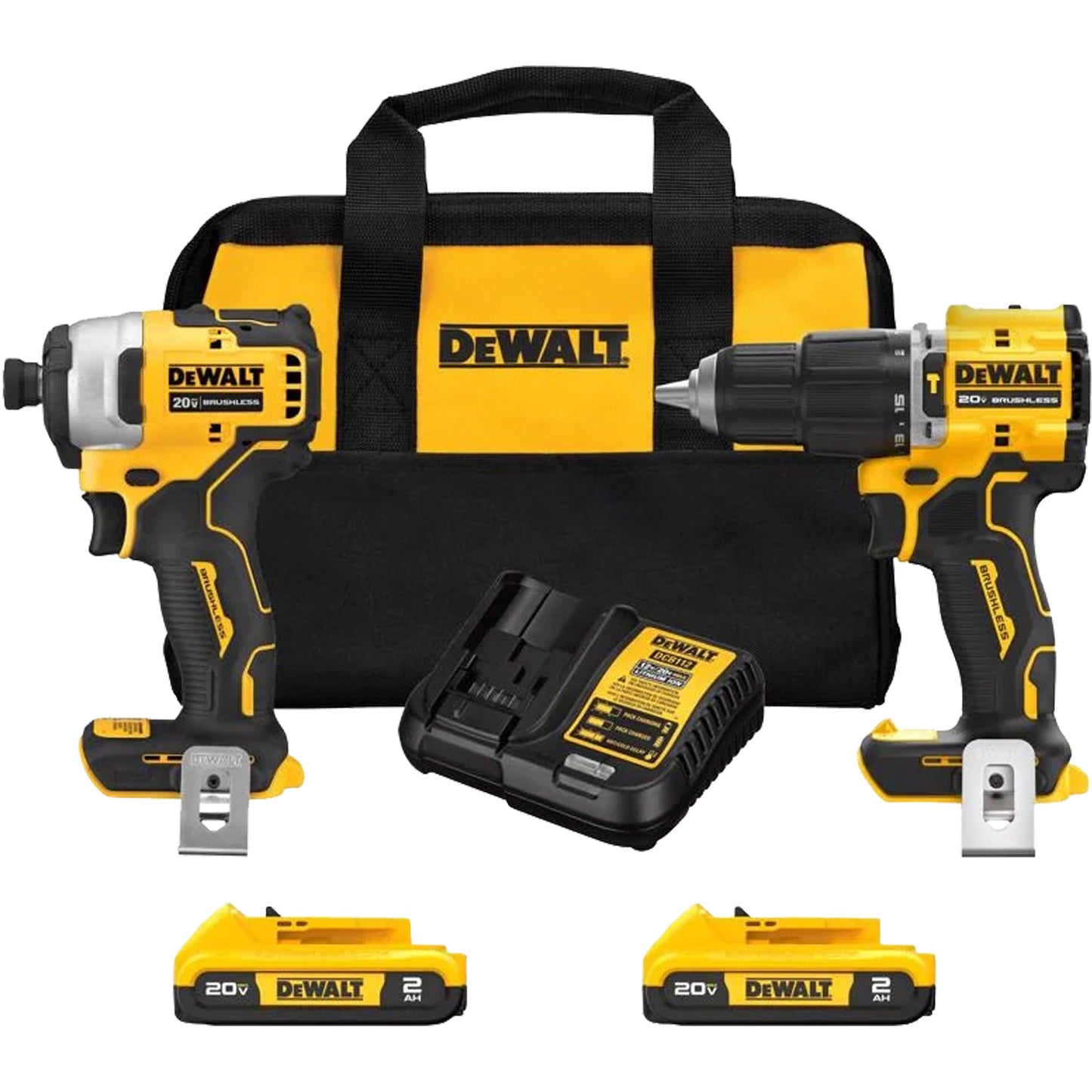 Atomic Cordless & Brushless Two-Tool Combo Kit, Lithium-Ion, 20 V
