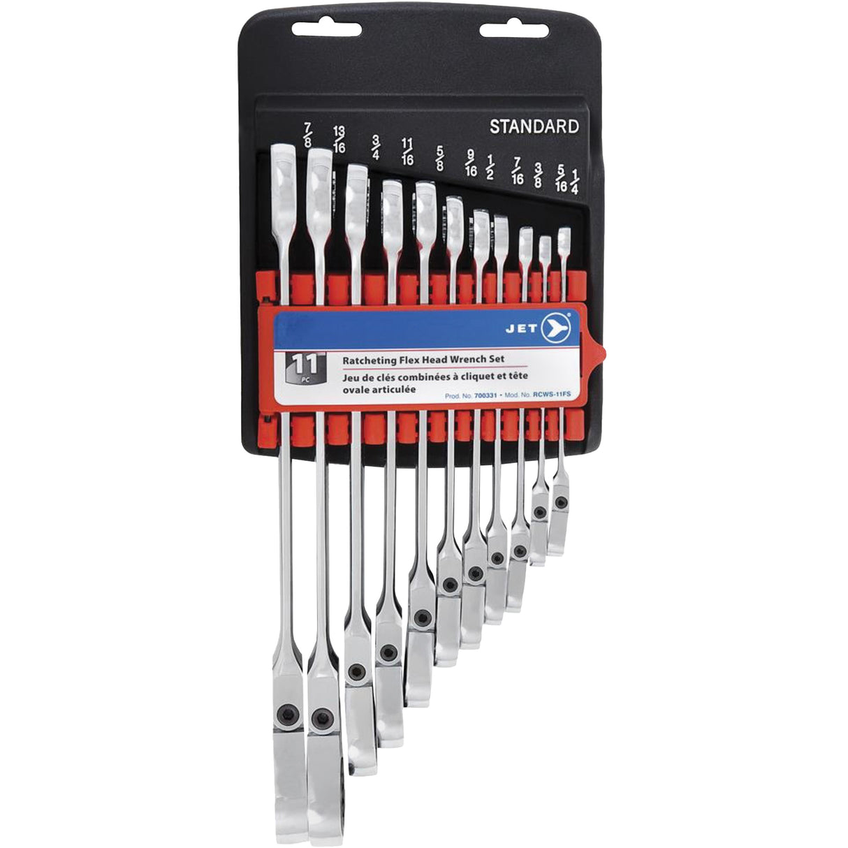 RCWS-11FS Flex Head Wrench Sets, Combination/Flex Head, 11 Pieces, Imperial