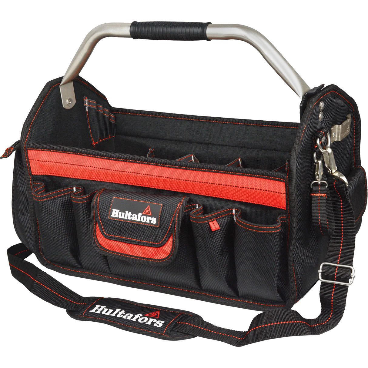 18" Open-Top Tool Carrier, Ballistic Polyester, Black/Orange