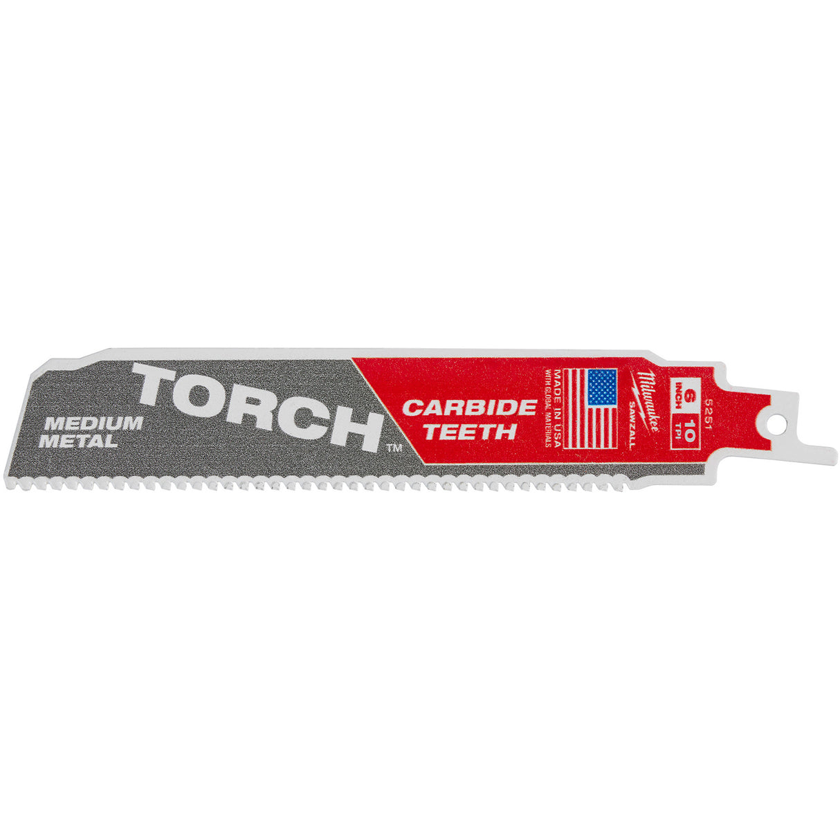 TORCH™ with Carbide Teeth for Medium Metal, Carbide, 10 TPI, 6" L x 1" W