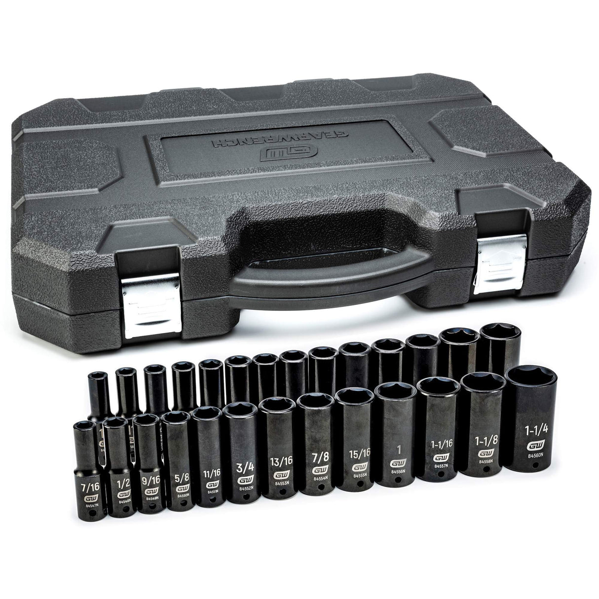 6-Point SAE/Metric Socket Set, 27 Pcs, Impact, 1/2" Drive Size, Deep