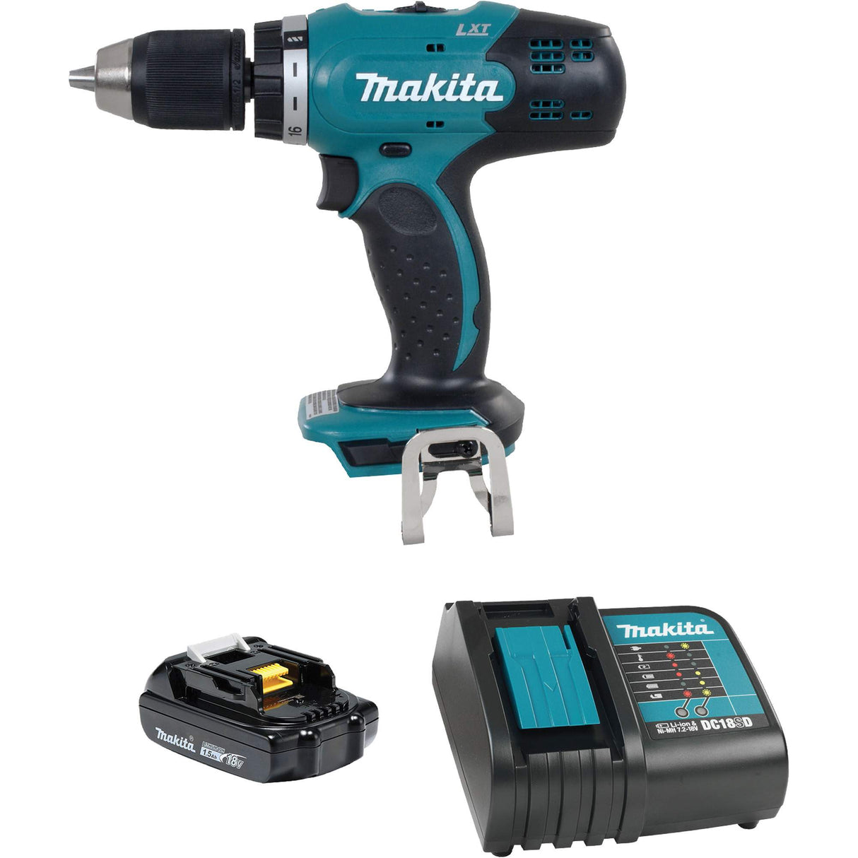LXT Compact Drill-Driver Kit, Lithium-Ion, 18 V, 1/2"/1-7/16" Chuck, 420 in-lbs Torque