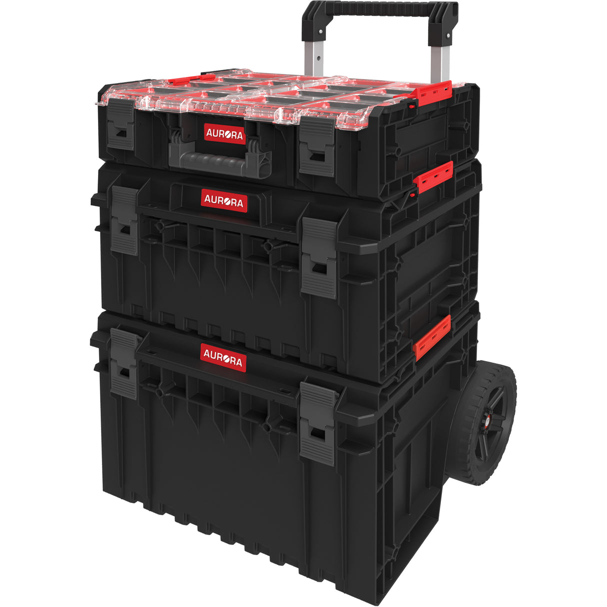 Arx™ 3-Piece Modular Starter Kit, 19"/15-1/5" W x 23"/25-1/5") D x 26"/6-4/5"/12-3/5" H, Black/Red