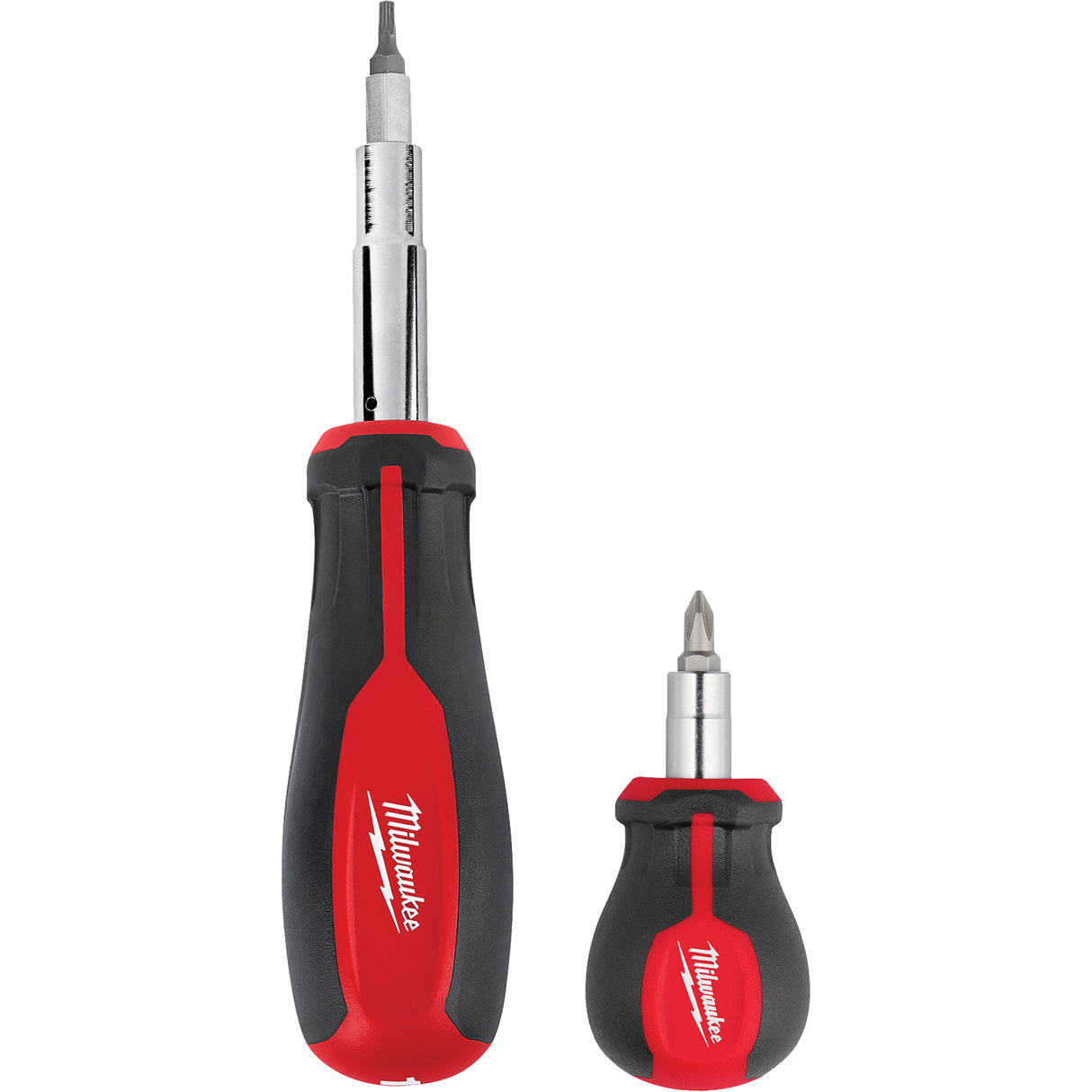 11-in-1 Multi-Bit Screwdriver & 6-in-1 Stubby Multi-Bit Screwdriver Set, 3"/9-4/5" L, Cushion Grip Handle