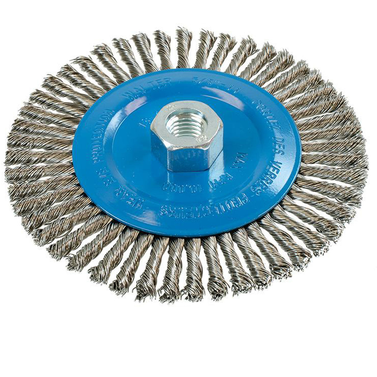 Knot-Twisted Stringer Bead Wire Wheel, 6" Dia., 0.02" Fill, 5/8"-11 Arbor, Aluminum/Stainless Steel