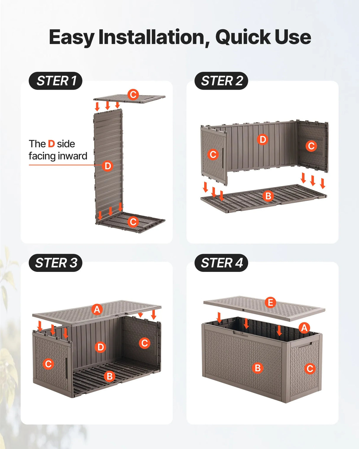 VEVOR Outdoor Storage Box, 100 Gallon Resin Deck Box, Backyard Outside Toy and Towel Storage Cabinet Waterproof, for Patio Furniture Cushions, Garden Tools, Pool Supplies & Package Delivery (Grey) VEVOR