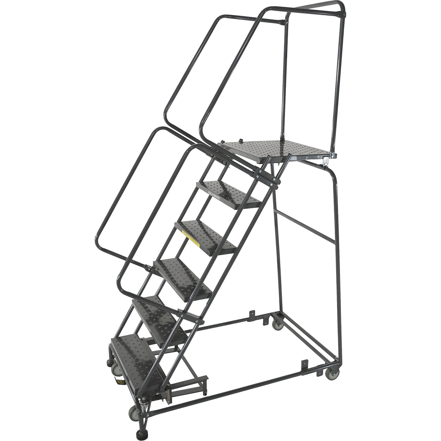 Weight Actuated Lockstep Rolling Ladders, 5 Steps, 24" Step Width, 50" Platform Height, Steel