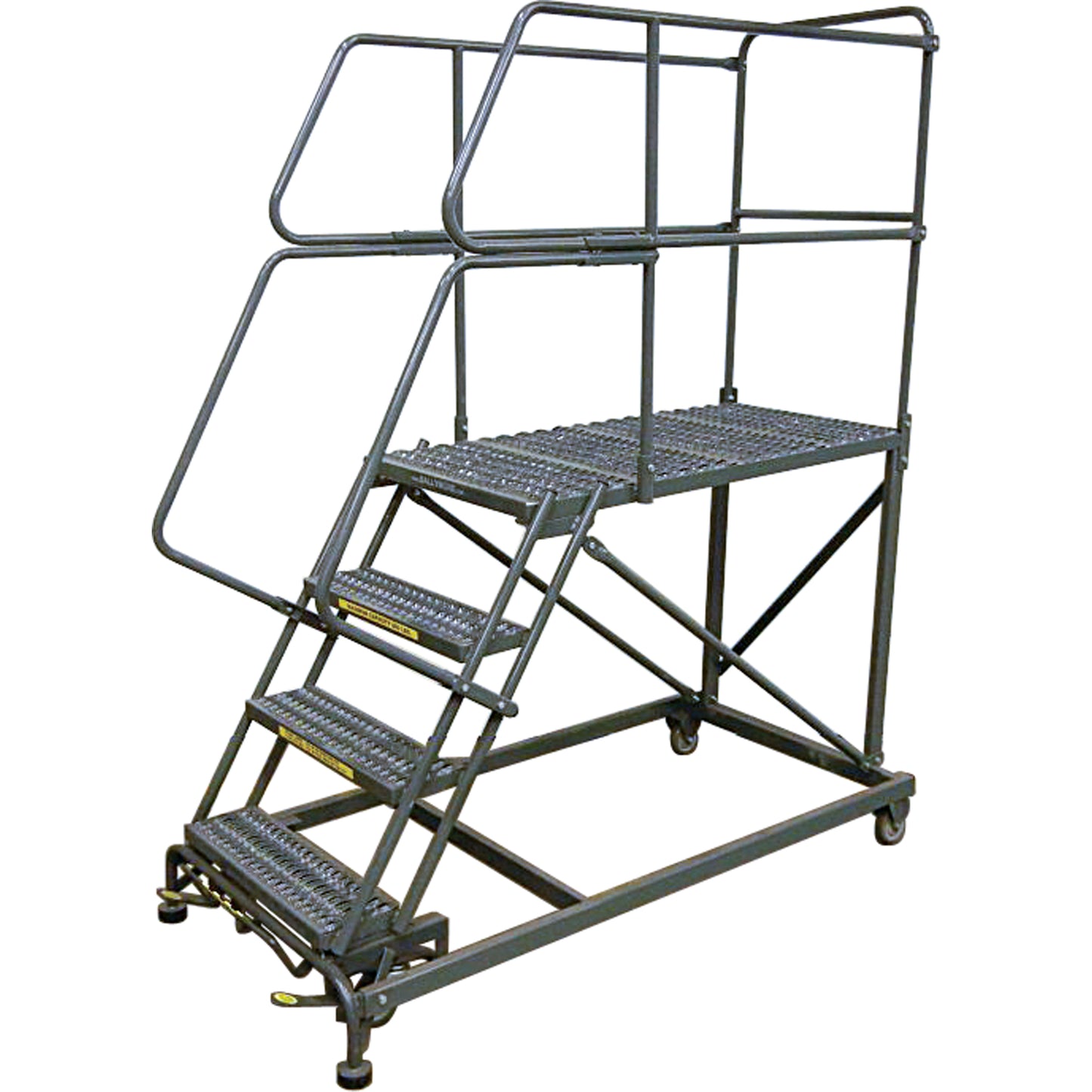 Mobile Work Platforms, Steel, 5 Steps, 50" H, 48" D, 24" Step, Serrated