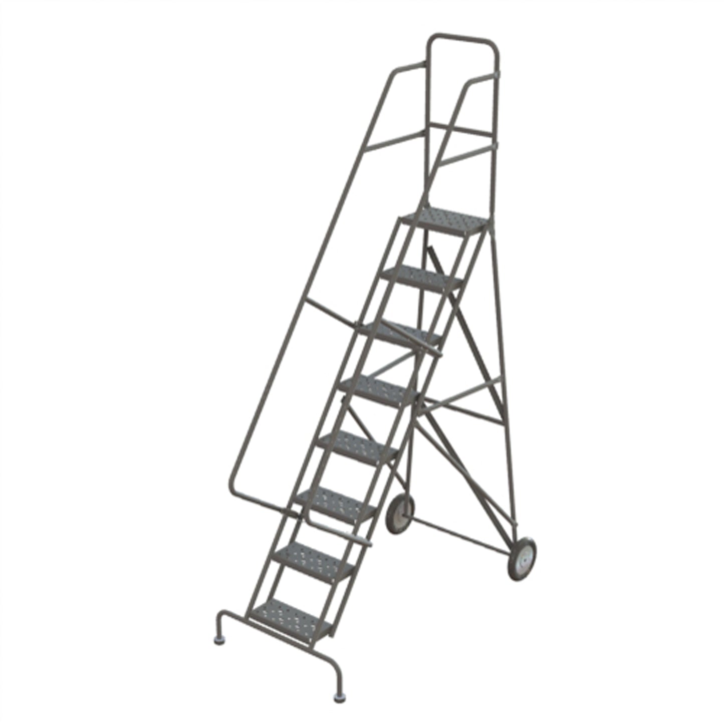 Steel Rolling Ladder, 8 Steps, 16" Step Width, 80" Platform Height, Steel