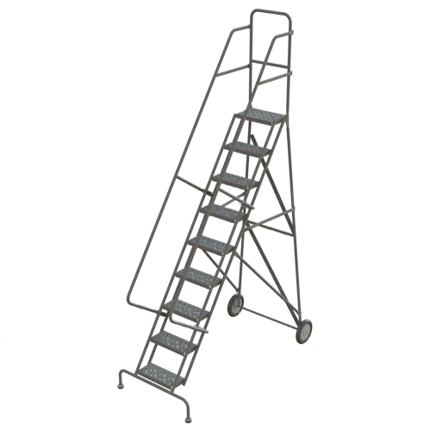 Steel Rolling Ladder, 9 Steps, 16" Step Width, 90" Platform Height, Steel