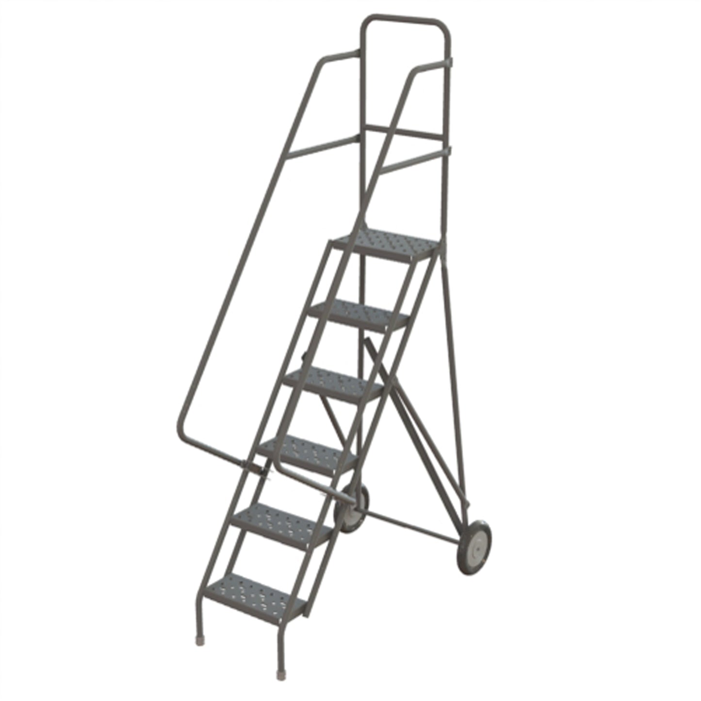 Rolling Ladder, 6 Steps, Serrated, 66" High