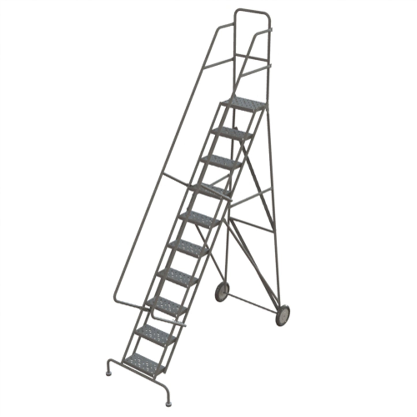 Rolling Ladder, 10 Steps, Serrated, 106" High