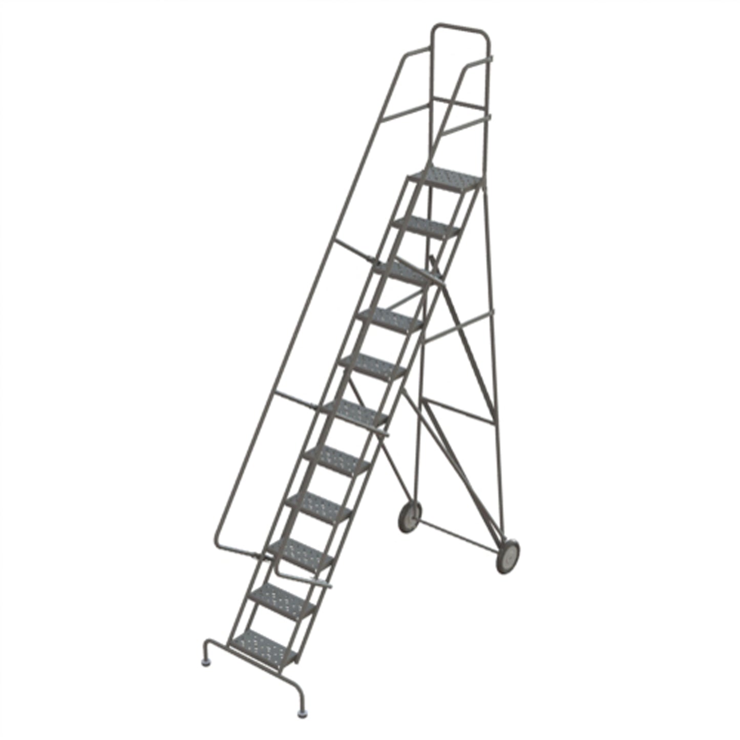 Rolling Ladder, 11 Steps, Serrated, 116" High