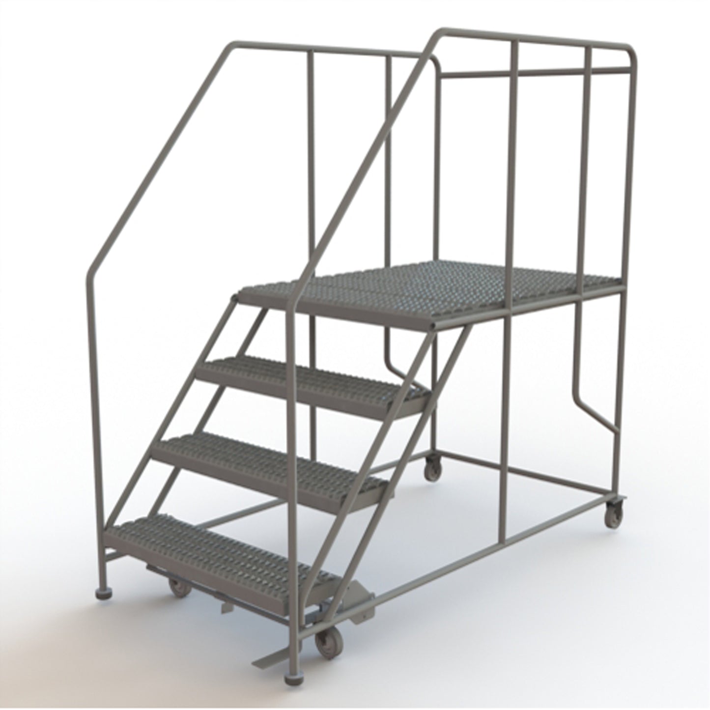 Mobile Work Platform, Steel, 4 Steps, 40" H, 48" D, 36" Step, Serrated