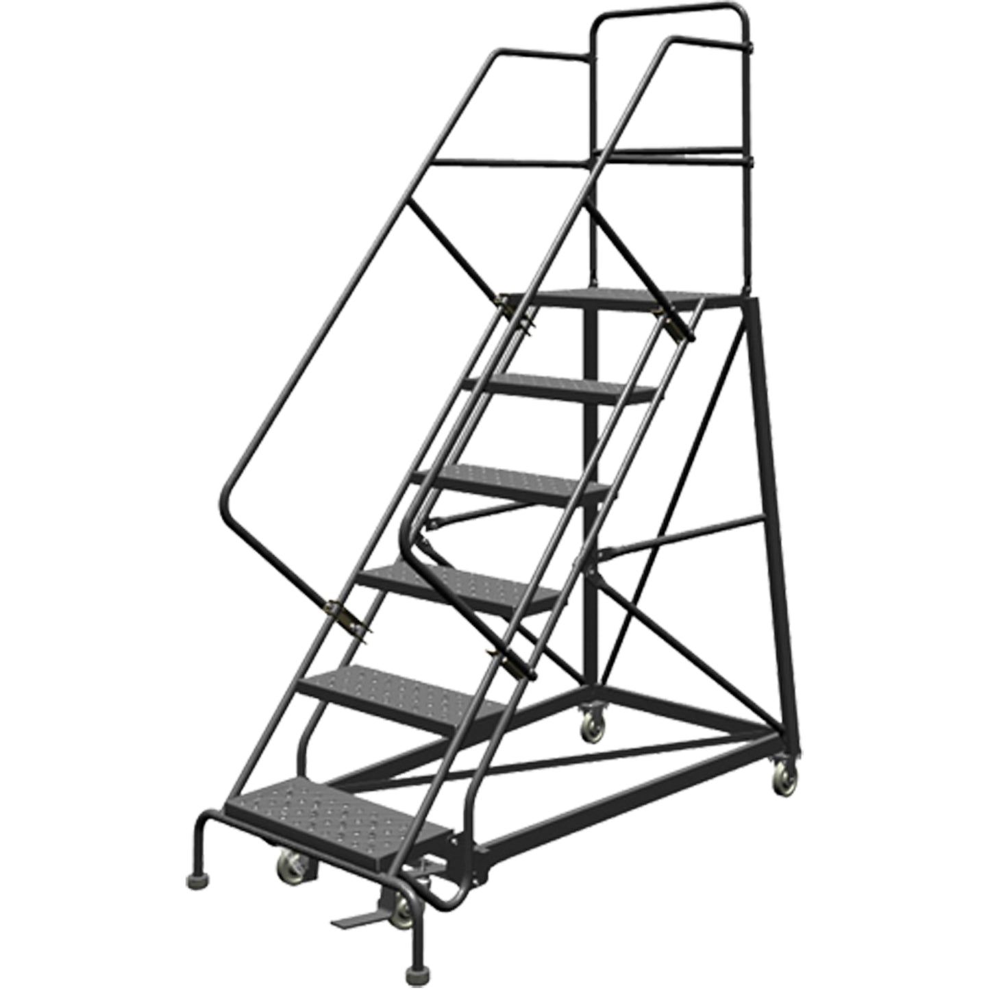 Safety Slope Rolling Ladder, 6 Steps, Perforated, 50° Incline, 60" High