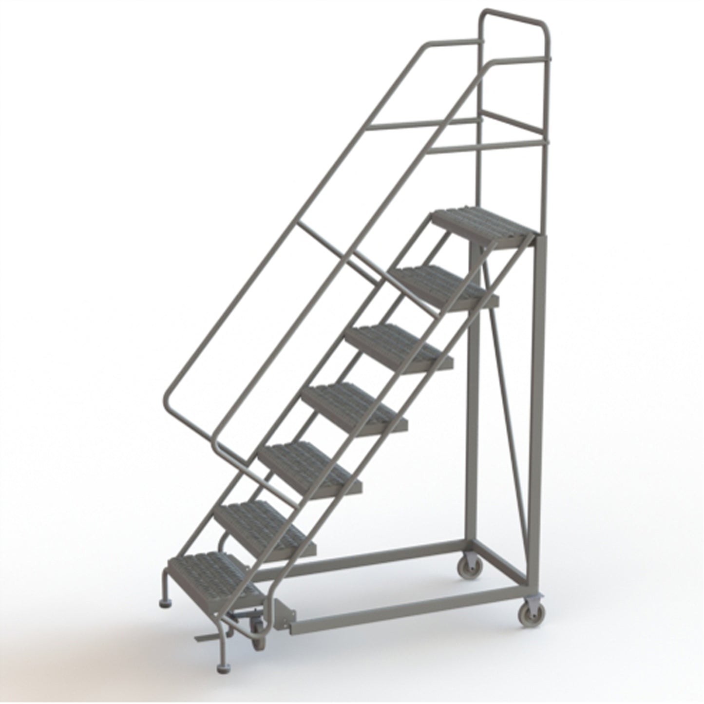 Safety Slope Rolling Ladder, 7 Steps, Serrated, 50° Incline, 70" High