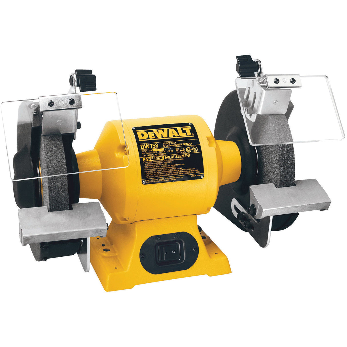 Heavy-Duty Bench Grinder, 8" Wheel Diameter, 3/4 HP, 3600 RPM