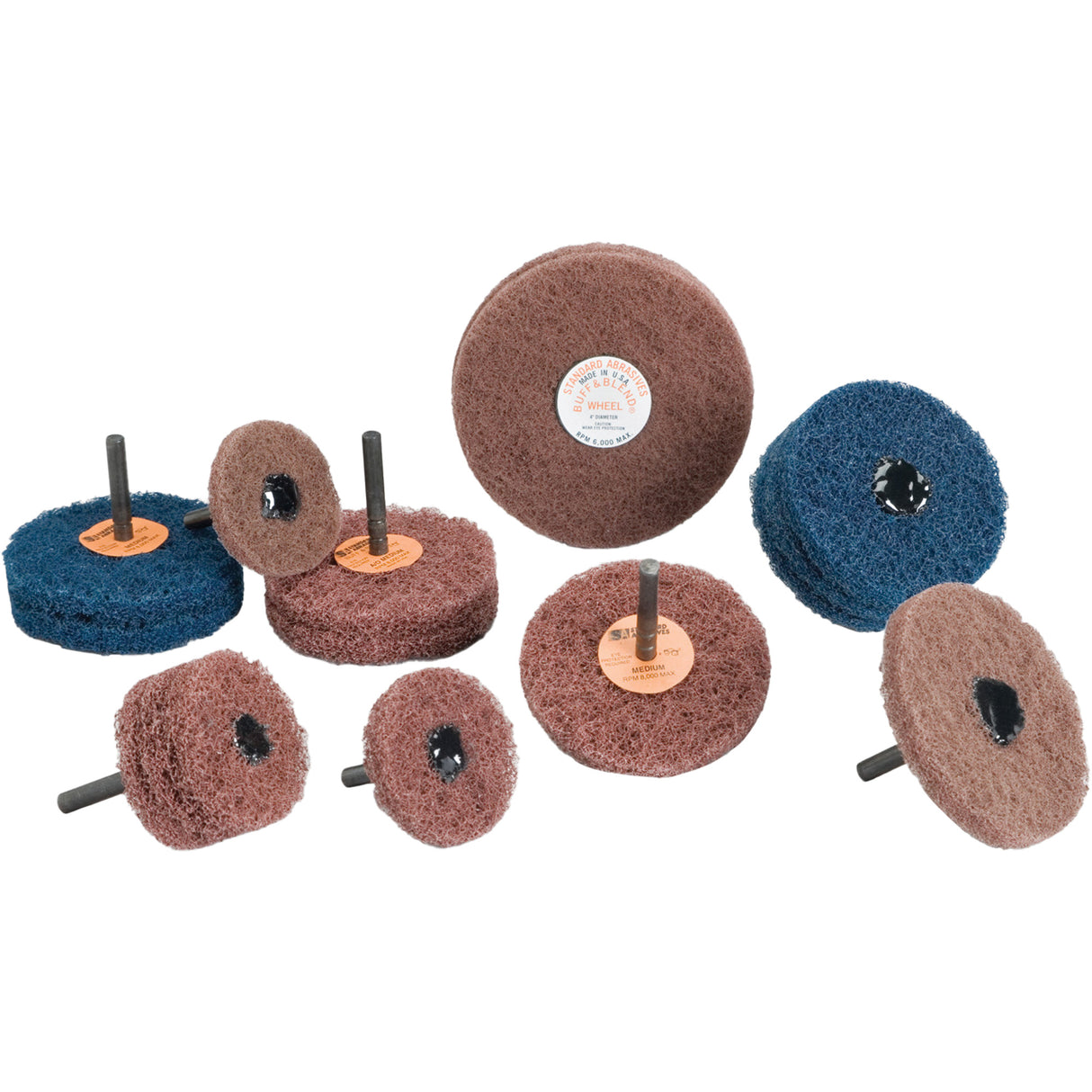 Standard Abrasives™ Buff & Blend Wheel, 3" Dia. x 1/4" W, 1/4" Arbor, Aluminum Oxide