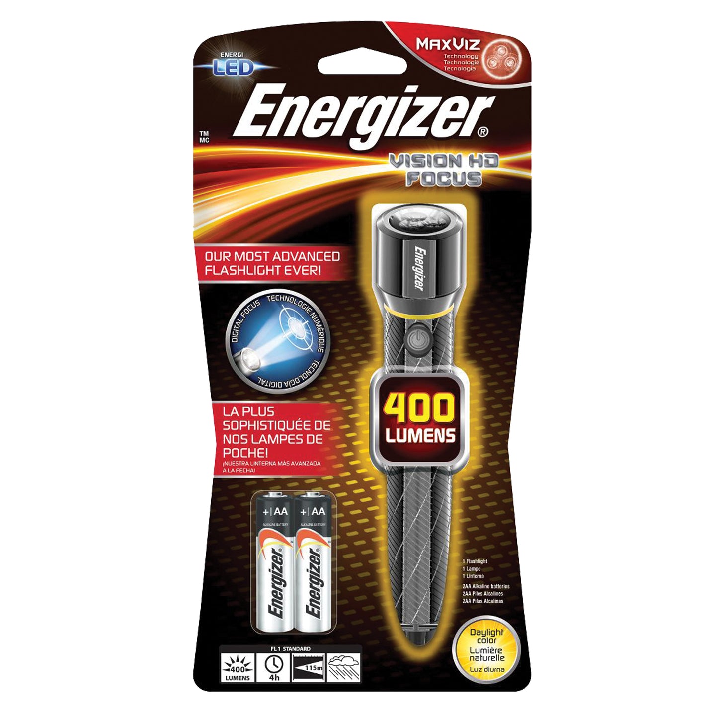 Vision HD Flashlight, LED, 400 Lumens, AA Batteries