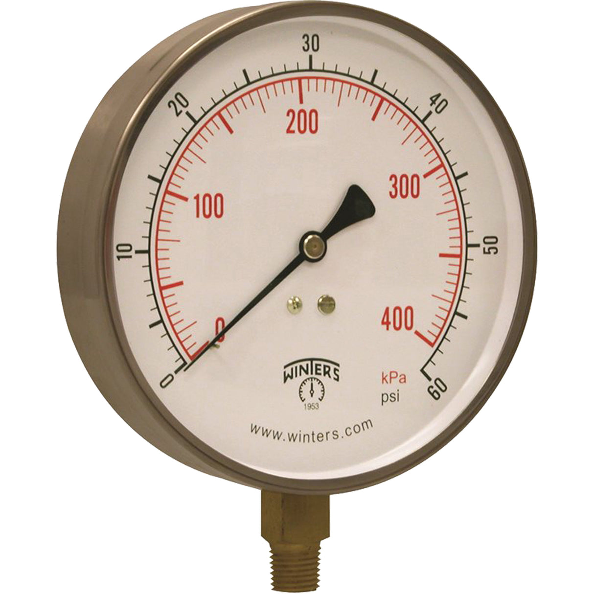 Contractor Pressure Gauge, 4-1/2" , 0 - 60 psi, Bottom Mount, Analogue